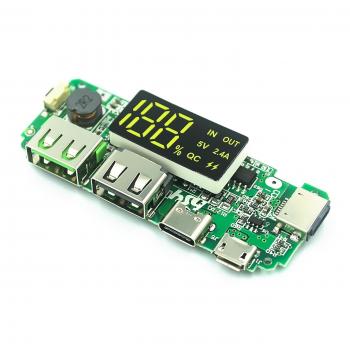 Контроллер плата для PowerBank с дисплеем 2 x USB 5V/2.4A Код: MK2316