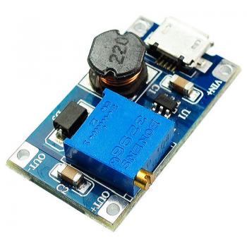 Модуль MT3608 с microUSB повышающий DC/DC